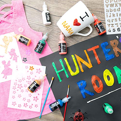 6 Fabric+Paint+Set+Brushes+Stencils