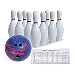Champion Sports Weighted Bowling Set: Rubber Ball & Plastic Pins for Training & Kids Games