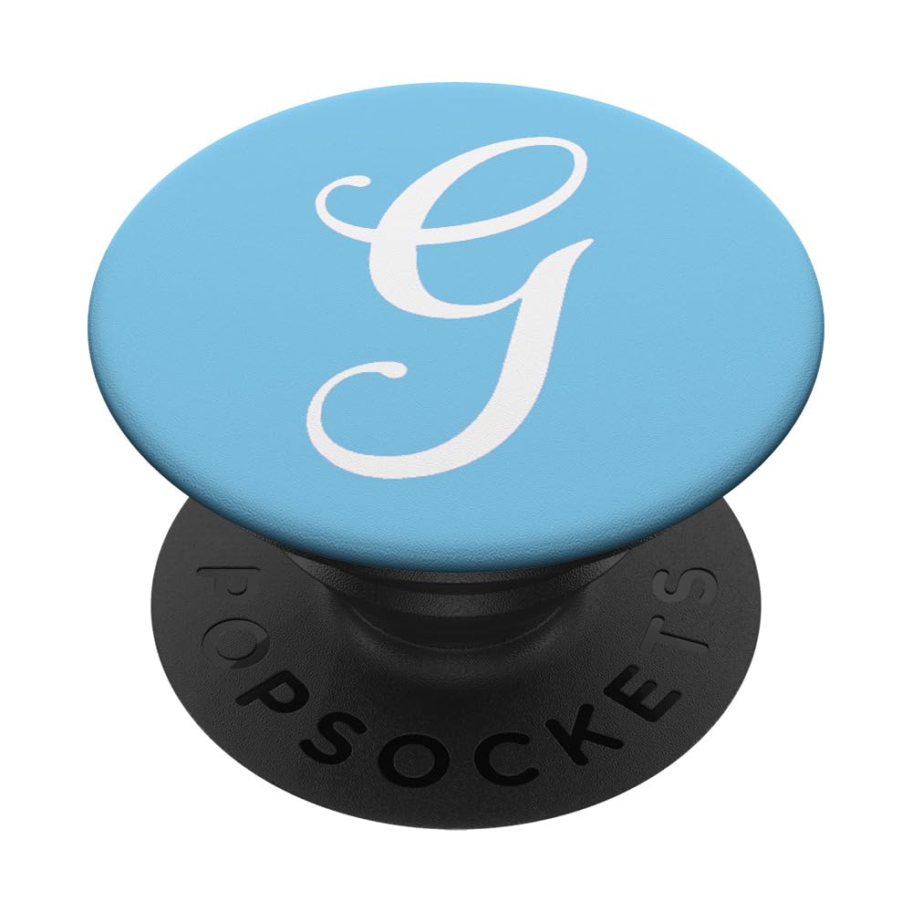 G Initial Monogram White on Baby Blue Capital Letter PopSockets Swappable PopGrip