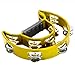 Flexzion Tambourine Metal Half Moon Musical Instruments Double Row Metal Jingles Hand Held Instruments Percussion with Ergonomic Handle Grip, Tambourines for Adults Church, Yellow