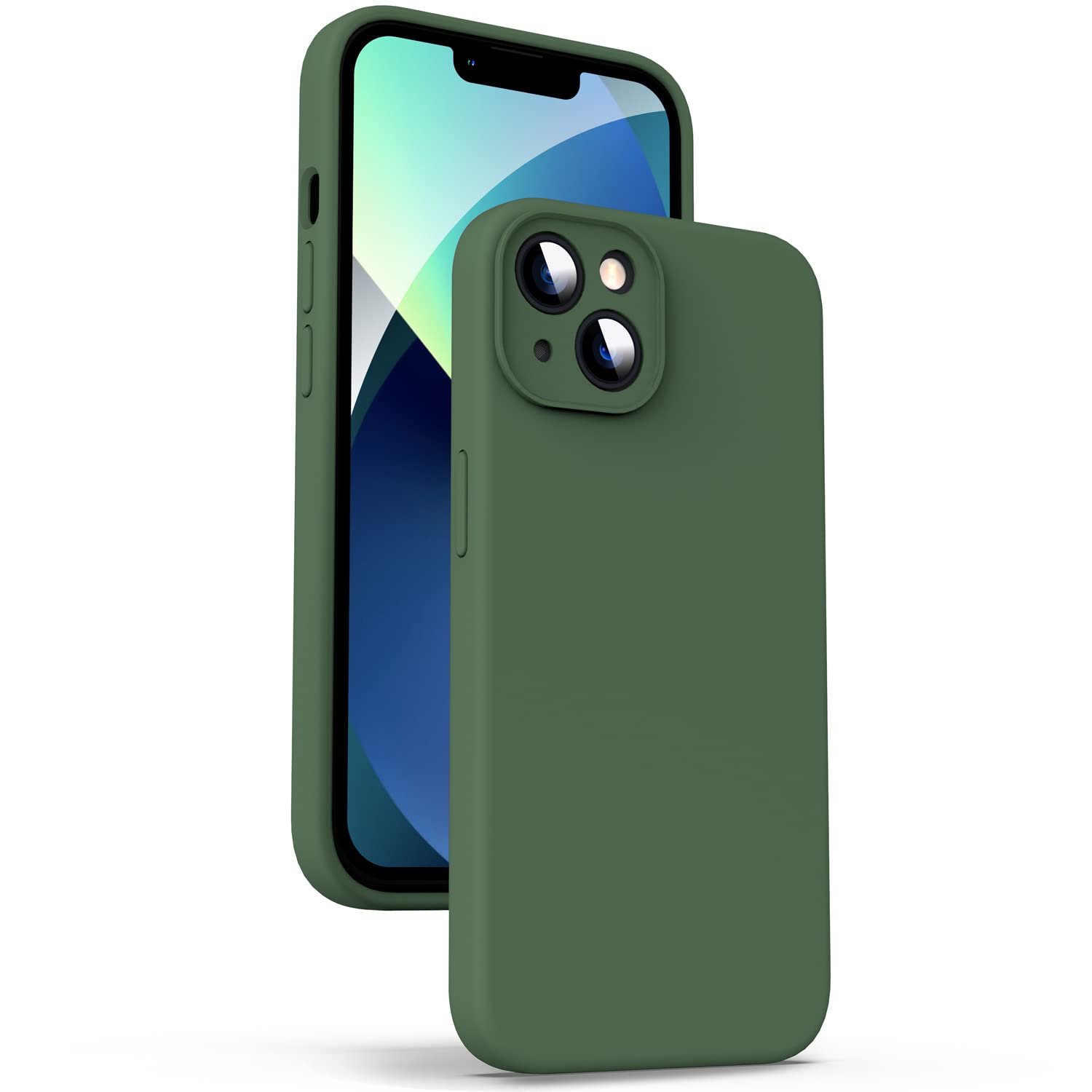 Supdeal Liquid Silicone Case for iPhone 13 - [Camera All-Round Protection] [Soft Microfiber Lining Anti-Scratch] 4 Layer Full Covered Shockproof Gel Rubber Phone Case Cover, 6.1", Green — image 1