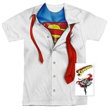 DC Comics Adult Superhero Costume T Shirt I'm Superman, Batman, The Flash & Wonder Woman w/Stickers