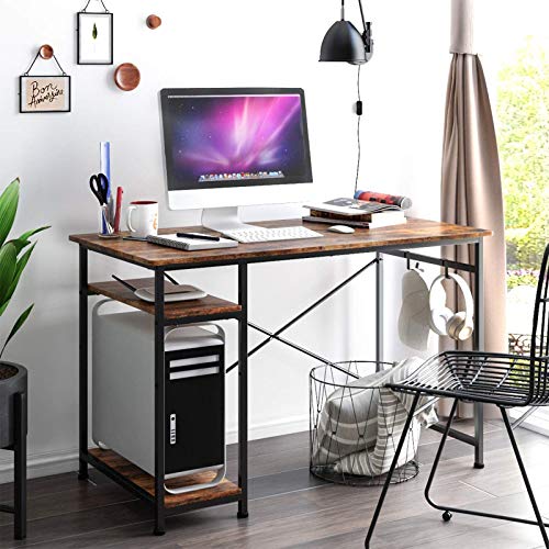 U/R Home Office Computer Desk, 47 inches Writing Table with 2 Adjustable Storage, Office Writing Desk, Modern Work with… - Image 2
