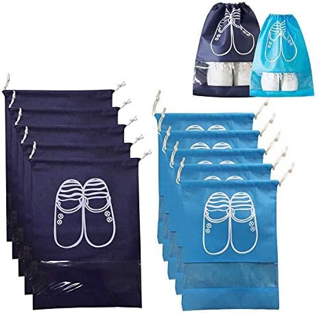 Avril Tian Portable Travel Shoe Bags Shoe Organizer Shoe Protector Cover with Clear Window Space Saving Dust-Proof Storage Shoe Pouch for Women Men, Pack of 6 (Sky Blue-M, 6)