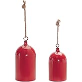 Melrose Metal and Rope Christmas Bell Hanging Ornament, Set of 2, Holiday Season Decoration