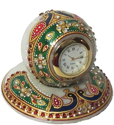 Marble Table Tile Clock Handmade Handicraft for Home Decor Gift Item