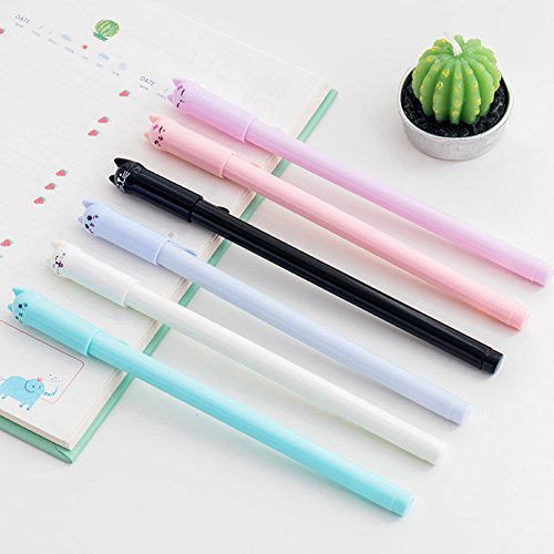 Girl Cute Pens Kawaii Pen Cute Cat Pen 0.5 mm Gel Pens Black Ball Point Pens for School Office Supplies (12 cat)
