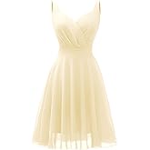 Dressever Summer Cocktail Dress V-Neck Adjustable Spaghetti Strap Chiffon Sundress