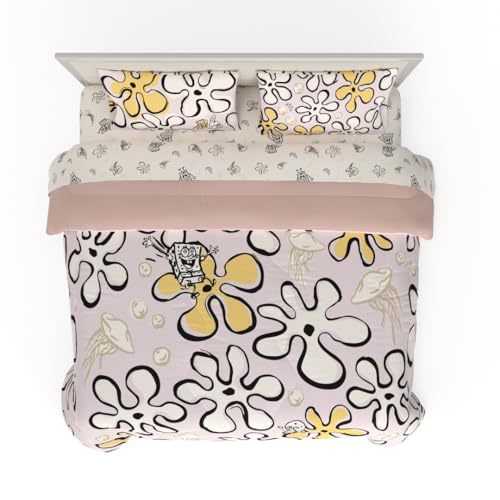 Franco Comforter and Sheet Set, Recycled Polyester, Spongebob Squarepants, 5 Piece King Size