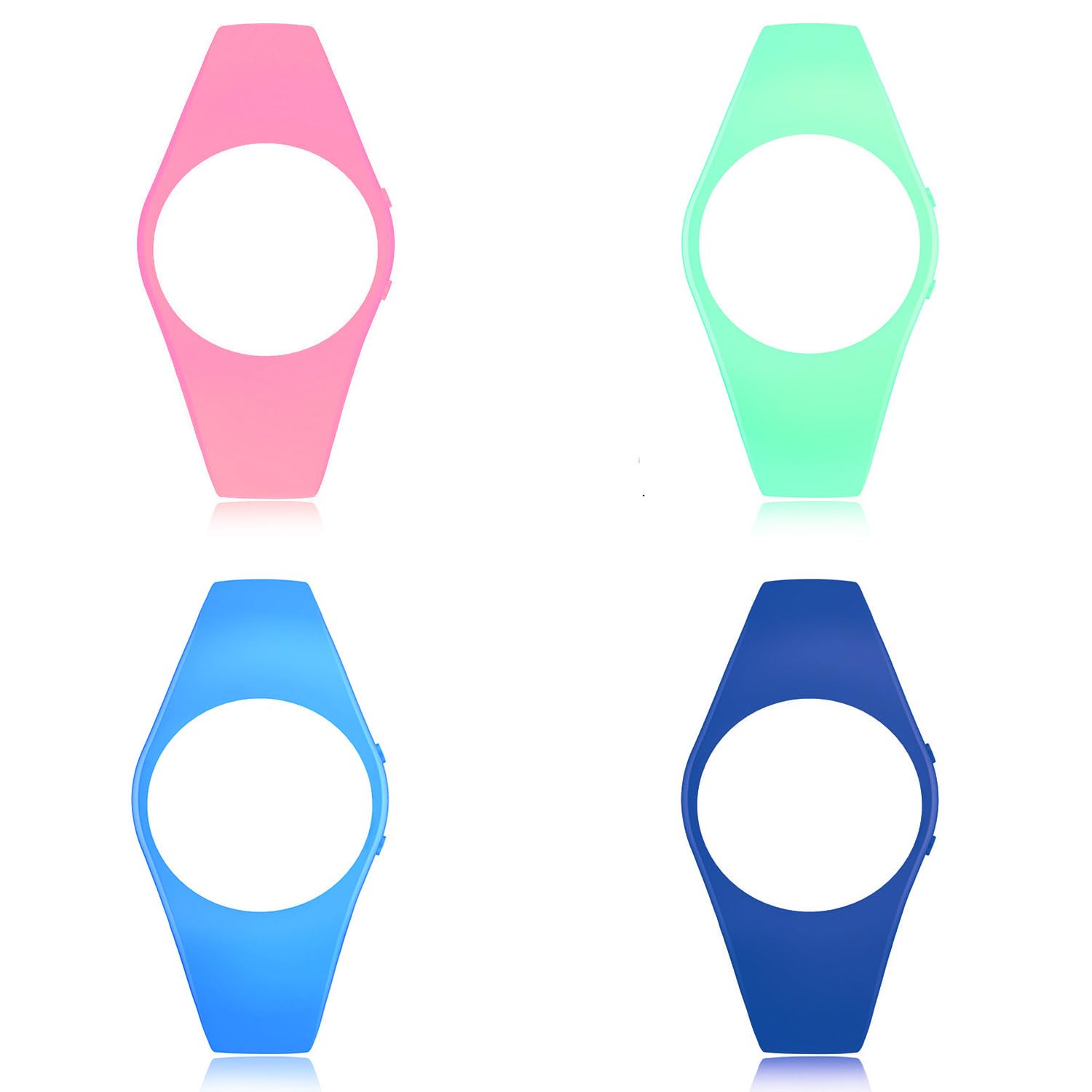 HUYVMAY Watch Straps Round Fitness Watch, 4 Colours of Straps Included - Pink, Light Green, Light Blue and Dark Blue
