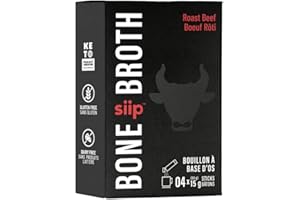 Siip 4-Pack Roast Beef Bone Broth Powder, Single-Serve Sticks | Made in Canada | Beef Bouillon | High in Clean Protein & Coll