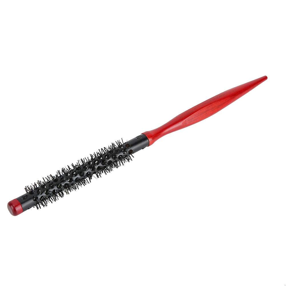 Roller Comb Hairbrush Round Design with Nylon Bristles & Wooden Handle, Anti-Static Salon & Home Styling Tool