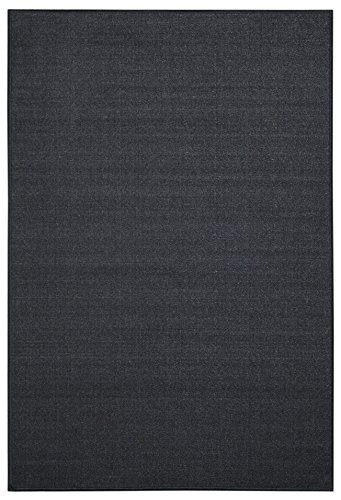 Anti-Bacterial Rubber Back DOORMAT Non-Skid/Slip Rug 18"x31" Solid Black Plain Color Interior Entrance Decorative Low Profile Modern Indoor Front Inside Kitchen Thin Floor Runner DOOR MATS for Home
