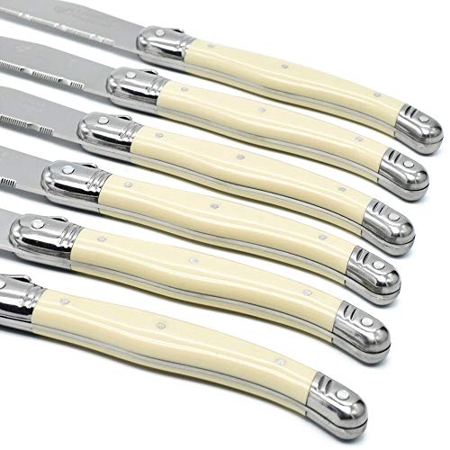 image for KeepingcooX Laguiole Steak Knife with Ivory Handle, Serrated Blade, St