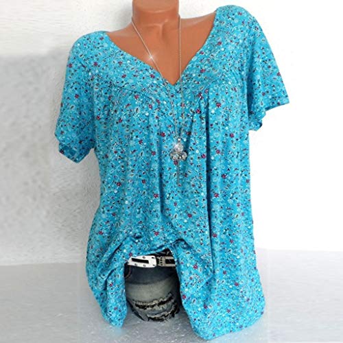 image for Drindf Womens Top Womens Loose Plus Size Floral Print T-Shirt Tee S-5X
