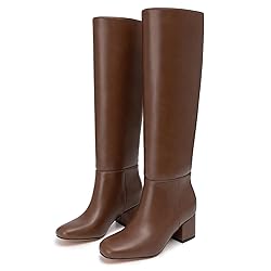 Athlefit Knee High Boots Women Chunky Block Heel