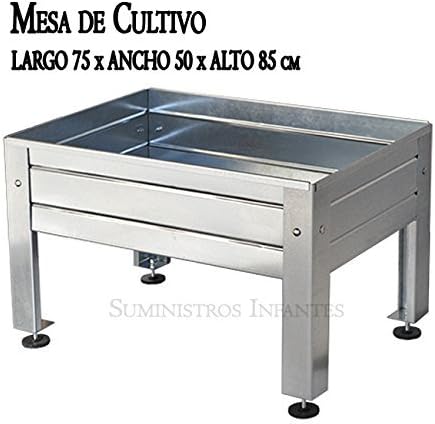 MESA DE CULTIVO Acero Galvanizado. Medidas: Largo 75cm x Ancho ...