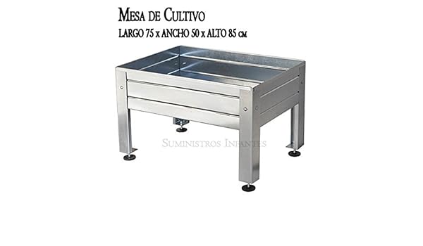 MESA DE CULTIVO Acero Galvanizado. Medidas: Largo 75cm x Ancho ...