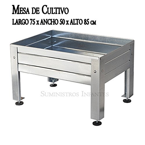 MESA DE CULTIVO Acero Galvanizado. Medidas: Largo 75cm x Ancho ...