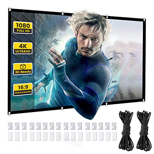 Projector Screen - 120 inch Indoor Outdoor Projection Screen - 16:9 HD Foldable Anti-Crease Portable Projector Movie Screen for Movie, Home Theater, Gaming, Office (120inch New)