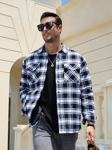 TACVASEN Men's Padded Padded Work Casual Lumberjack Shirts Plaid Flannel Jacket