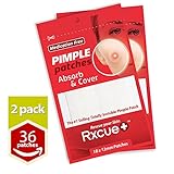 Rxcue Korean INVISIBLE Acne Blackhead Pimple Master Patches | 2, 5 AND 10 Pack | Super Thin and Medication Free | 12 mm size (2 Pack - 36 Pieces)