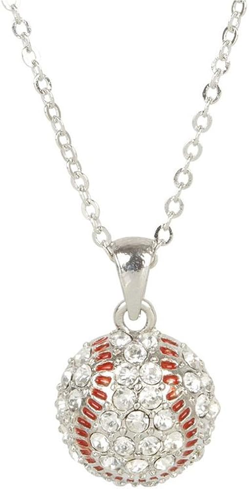 Heirloom Finds Pave Crystal Red Enamel Baseball Softball