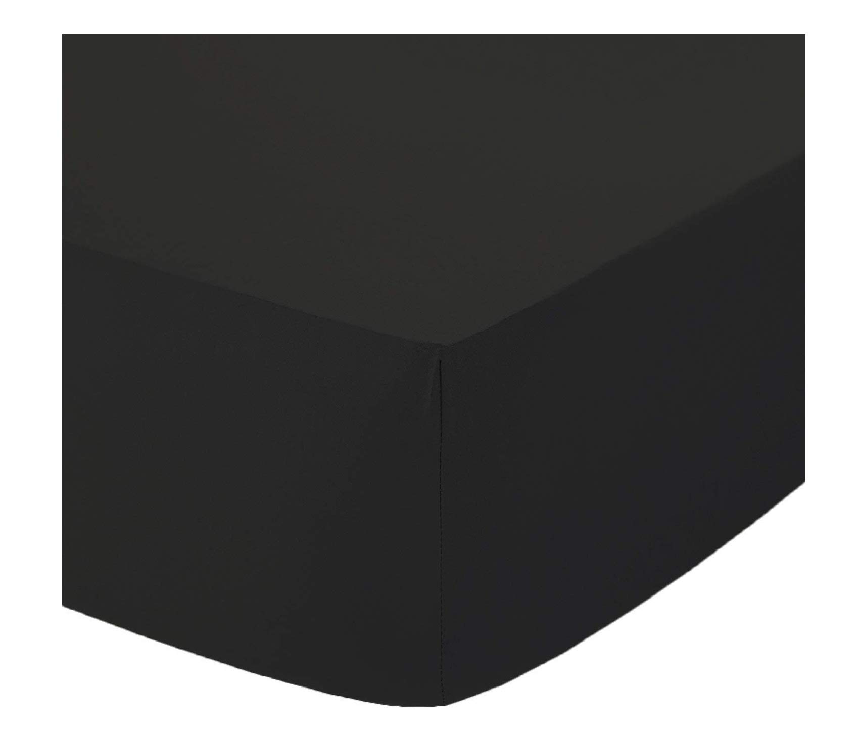 Sleep&Snuggle Egyptian Cotton Fitted Sheet, 200 Thread Count, Ultra Soft, UK Sizes (Black, Super King)