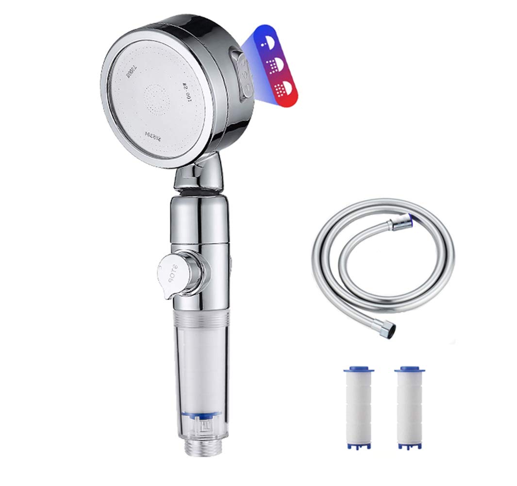 High Pressure Shower Head with 60 inch Hose, Universal Handheld Shower Head with Pause Control, 3 Modes, Adjustable Pressure Button, Angle-Adjustable, Detachable