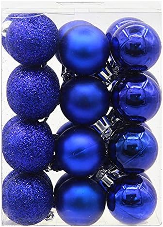 Clearance! Christmas Ornaments Decorations, Quistal 24pcs Shiny and Polshed Glossy Xmas Christmas Tree Ball Ornaments Decorations, (Blue)