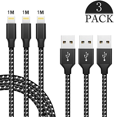 Ofuca Lightning Cable, 3Pack 3FT Nylon Braided Charging Cable Cord Charger for iPhone 8/8 Plus / 7/7 Plus / 6s Plus / 6s / 6 Plus / 5s / 5c / 5 / SE/iPad Pro/and More