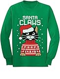 TeeStars - Santa Claws Cat Ugly Christmas Sweater Youth Kids Long Sleeve T-Shirt