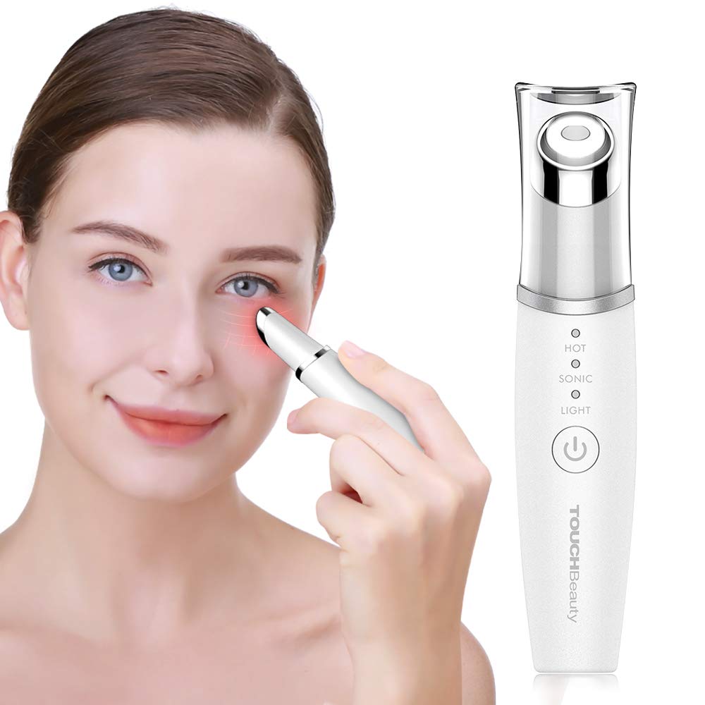 TOUCHBeauty Eye Massager, Ionic Eyes Facial Massager Wand with 42℃ Heated Rechargeable Sonic Wrinkle Remover for Anti-Ageing Wrinkle, Relieves Dark Circles Eye Bags and Puffiness- PL-1980K