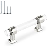 5 Pack Orger Cabinet Handle Kitchen Drawer Pulls - Acrylic Cabinet Pull Handles Polished Chrome Drawer Handles for Bathroom Cabinet Hardware 3in Hole Centers