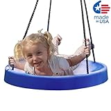 Super Spinner Swing, FUN! Safe Solid Comfortable Seat, FREE 10 ft. Tree Swing Hanging Kit, Holds 200 lb, Fully Assembled Easy Install on Tree or Swing Set (Blue)