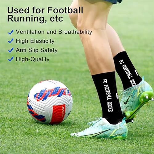 Gohanny Football Socks 3 Pairs Non-Slip Football Socks, Sizes 35-39 39-46, Football Socks for Men and Women, Children - Non-Slip Grip Socks Football - Sports Socks Breathable