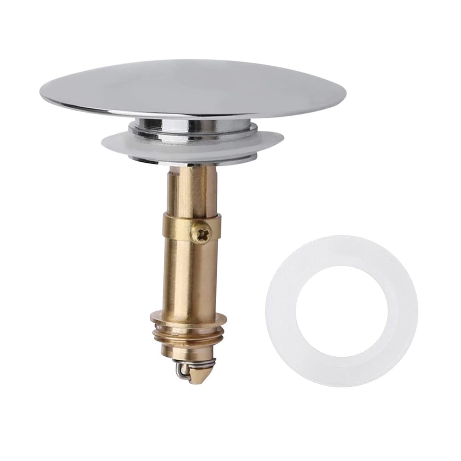 Pop Up Click Clack Plug,66mm Pop-up Stopper, Push Sink Drain for Kitchen Bathroom Washbasin Bath, Solid Brass Chrome Plating