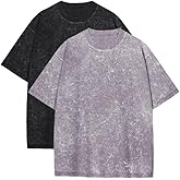 rosemia Oversized Tshirts for Men Vintage Short Sleeve Shirts Acid Wash Basic Tees