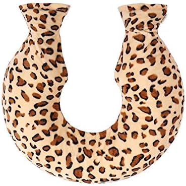 Greatpassion Hot Water Bottle, U Type Transparent PVC Rubber Bottle Neck Protection Warm PVC Plush Cloth Warmer Heated Water Bag Neck Warmer with Soft Cover Cushion