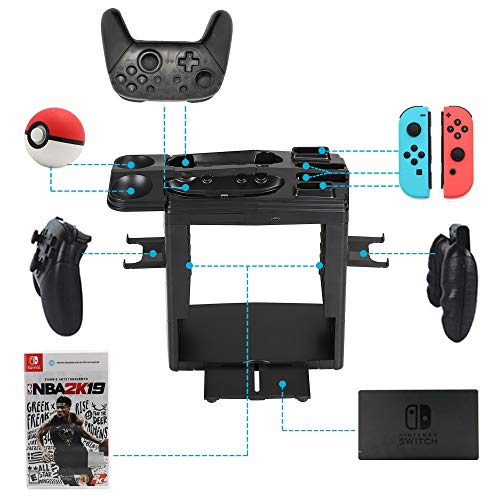 Controller Charger for Nintendo Switch, Charging Dock for Switch Joy-con and Pro Controller, Storage Rack for Switch Accessories