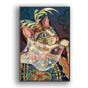 Framed Canvas Wall Art for Living Room, Bedroom Funny Cats Abstract Oil Painting Features Canvas Prints for Home Decoration Ready to Hanging - 16x24 inches