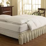 Easy Fit Eyelet Wrap Around Easy On/Off Dust Ruffle 18-Inch Drop Bedskirt, Queen/King, Ivory