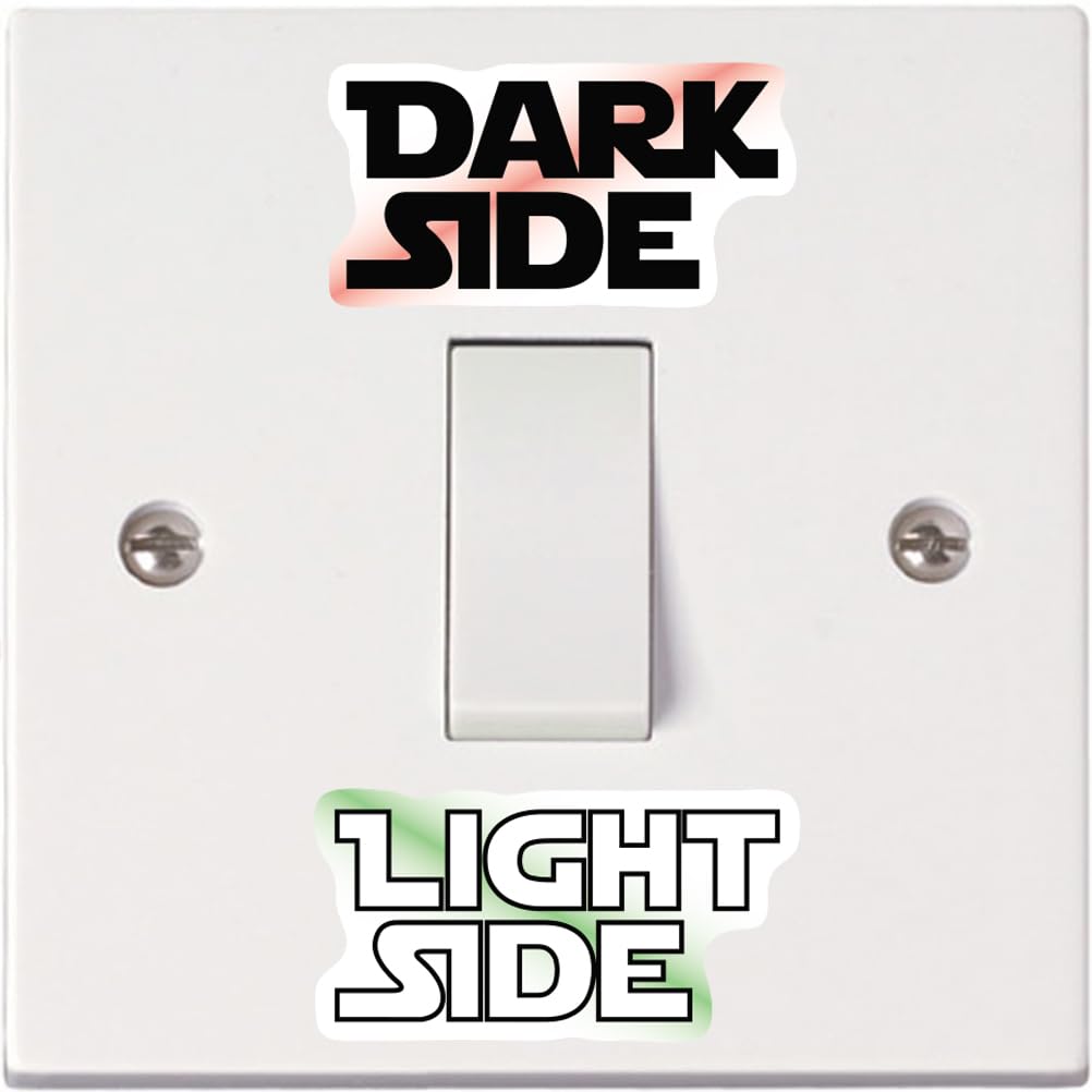 SuperDuperDecor - Light Switch Stickers - Light Side, Dark Side - Black, Colour, or Glow-in-The-Dark. Decal Child Room Lightswitch Wall Vinyl - Colour