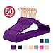 MIZGI Premium Velvet Hangers (50 Pack) Heavy Duty - Non Slip Felt Hanger - Velvet Suit Hangers Dark Purple - Rose Gold Hooks,Space Saving Clothes Hanger