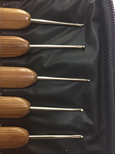 JISTL Crochet Hooks Set,Bamboo&Wooden Crochet Hooks,Eye Blunt Needles Crochet Needles Set with Case,Ergonomic Handle Colorful Plastic Handles Knitting Needles Weave Yarn Case 20 - Thumbnail 2