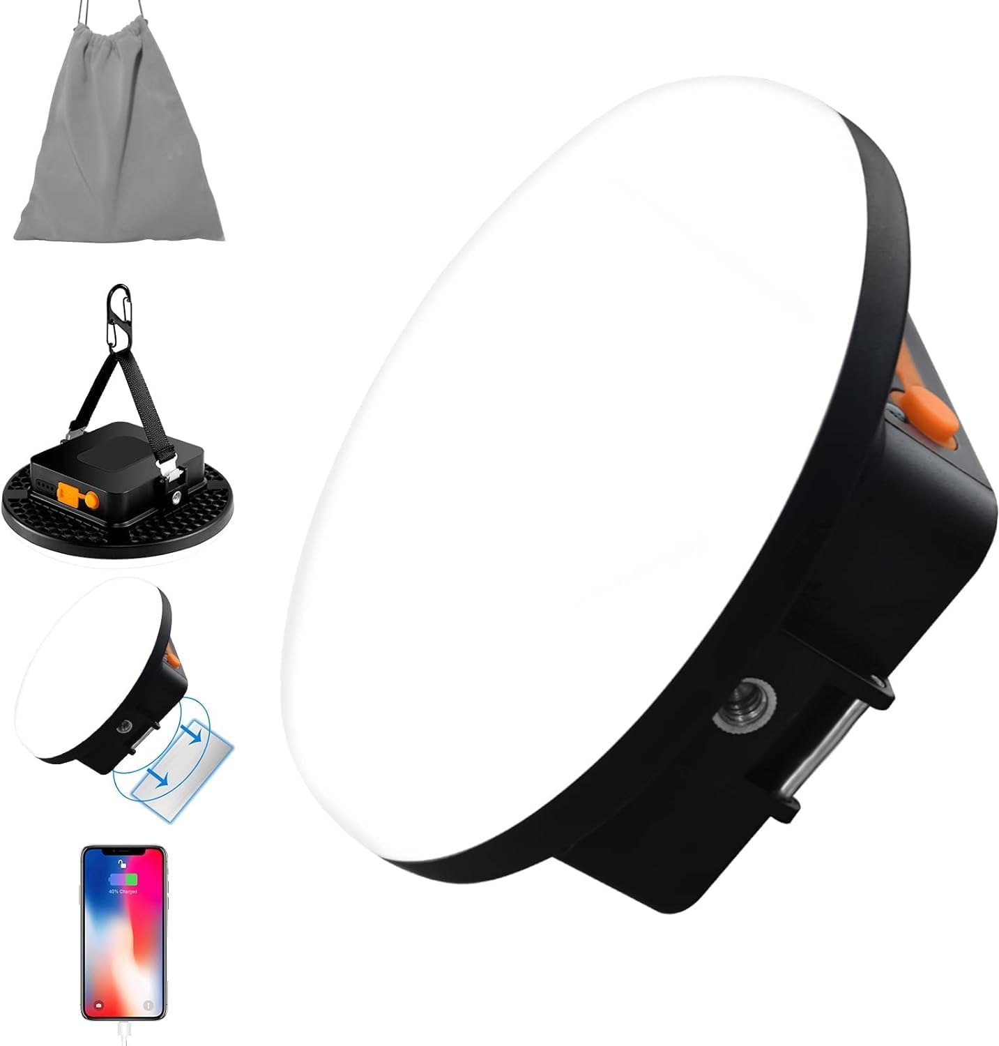 Photo 1 of 10000mAh 4000LM Flashlight Portable LED Camping Lantern Rechargeable Light 30W with Digital Power Display and Magnet , IPX5 Waterproof Tent Lights Power Failure Emergency Light