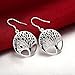 Plated Sterling Silver Tree Of Life Earrings Dangle for Women Girl Jewelry Gift