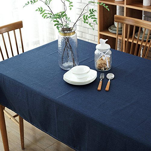Nibesser Rectangle Cotton Linen Solid Tablecloth Table Cover Oil-proof/Waterproof Stain-resistant/Mildew-proof- Wedding Restaurant Party Banquet Decoration 51.2 x 86.7-inch
