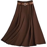 SHENHE Women's Pleated Maxi Skirt Elastic High Waisted A Line Going Out Long Skirts