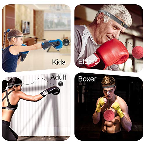 i-FSK Boxing Reaction Fight Reflex Ball, Training Ball Perfect for Reaction, Agility, Punching Speed, Fight Skill and Hand Eye Coordination Training with Adjustable Headband Finger Strengthener